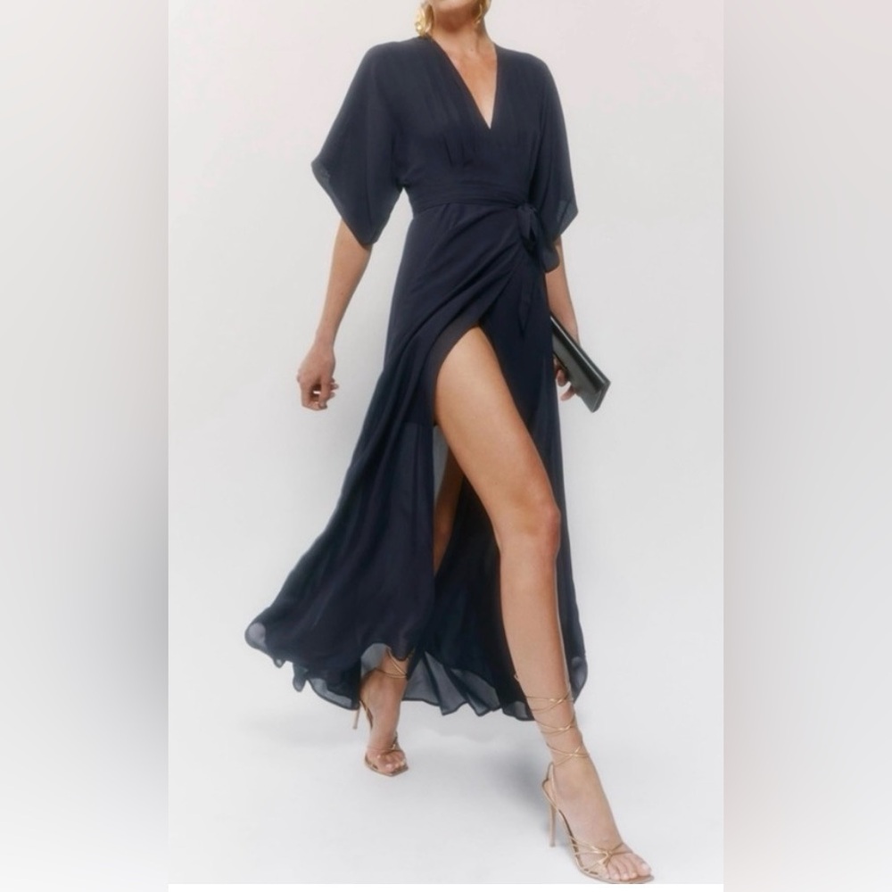 Reformation Black Wrap Maxi Dress